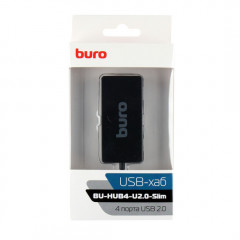 Разветвитель хаб USB Buro 4 порта USB 2.0 черный BU-HUB4-U2.0-SLIM