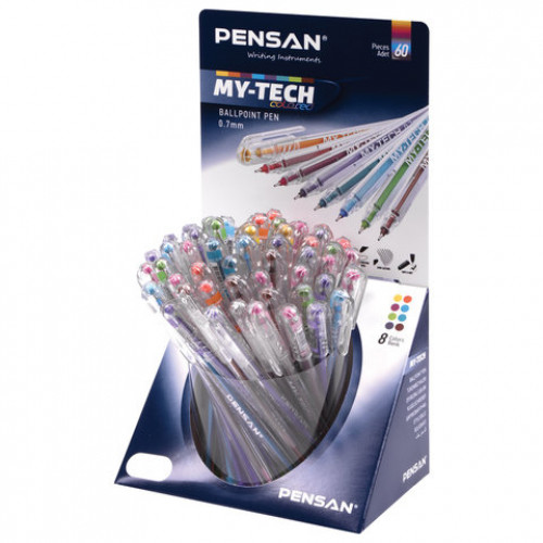 Ручка шариковая масляная PENSAN My-Tech Colored палитра ярких цветов АССОРТИ 0,7 мм 1 шт
