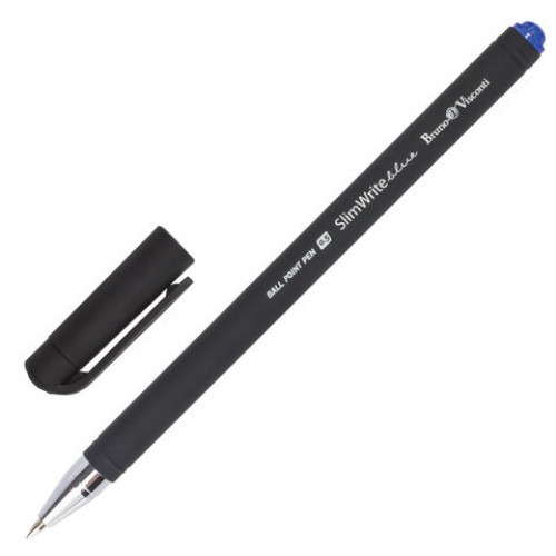 Ручка шариковая BRUNO VISCONTI SlimWrite Black СИНЯЯ корпус черный узел 0,5 мм