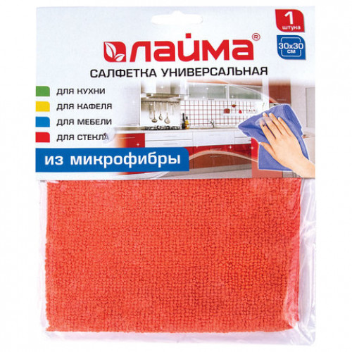 Салфетка универсальная микрофибра 30х30 см оранжевая 220 г/м2 LAIMA