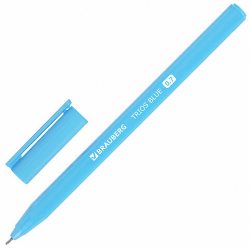Ручка шариковая BRAUBERG TRIOS BLUE СИНЯЯ трехгранная игольчатый узел 0,7 мм