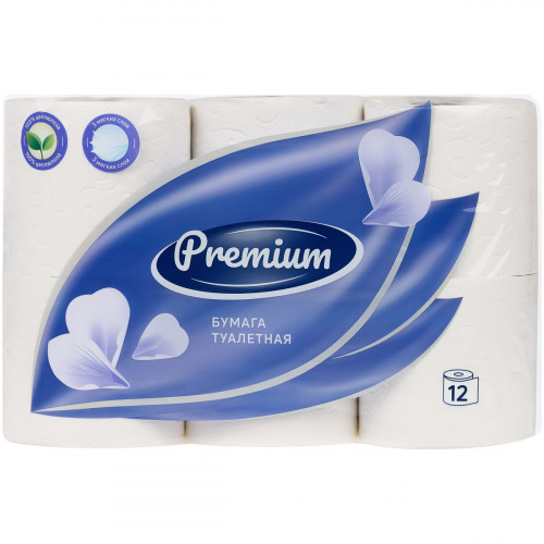 Бумага туалетная OfficeClean Premium 3-слойная 12шт 17м/рул тиснение белая