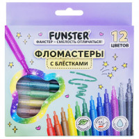 Фломастеры с блестками FUNSTER ФАНСТЕР) GLITTER 12 цветов 