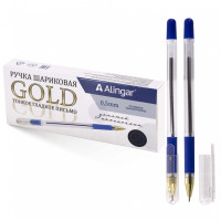 Ручка шариковая на масляной основе Alingar Gold 0,5 мм синяя с золотым наконечником